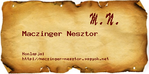 Maczinger Nesztor névjegykártya